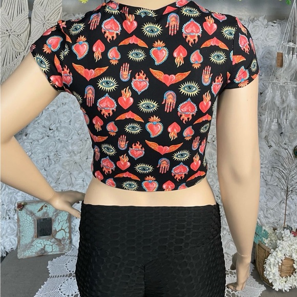 Evil eye tie front crop top - Picture 3 of 5